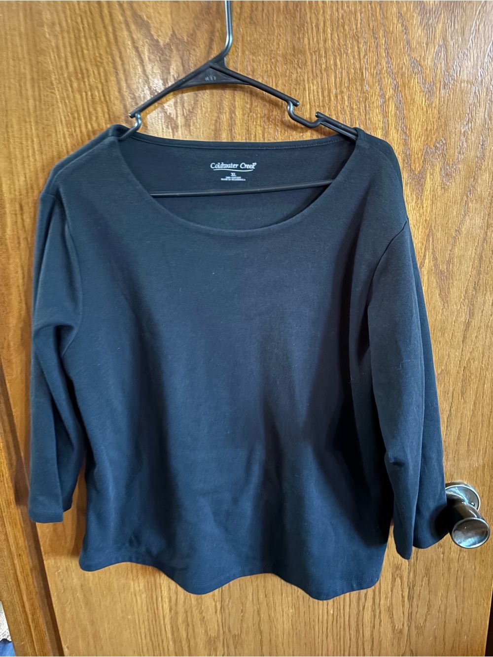 Coldwater Creek Black Scoop Neck Long Sleeve Top